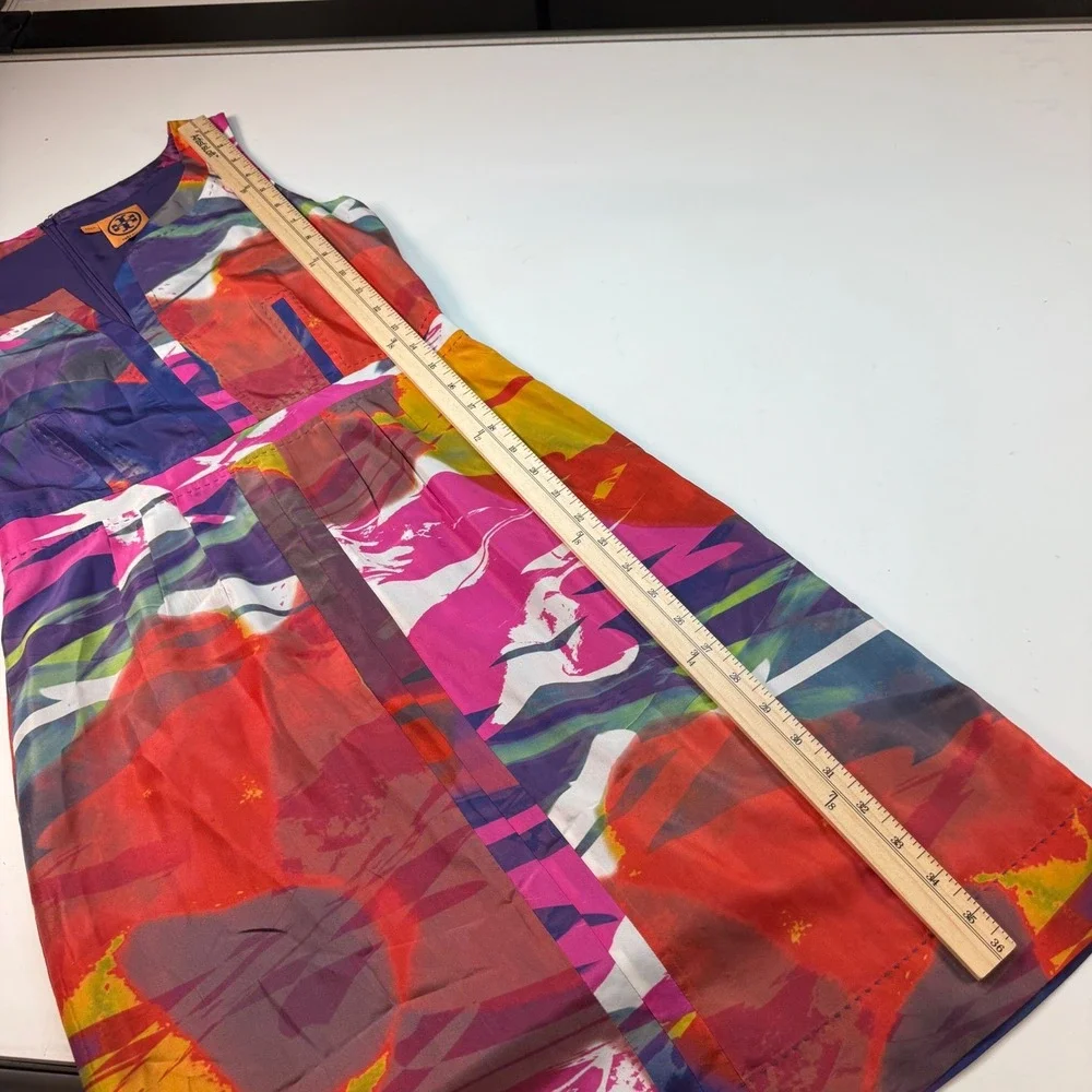 Tory Burch Silk Multicolor Abstract Print Dress Women's Size 4 Sleeveless